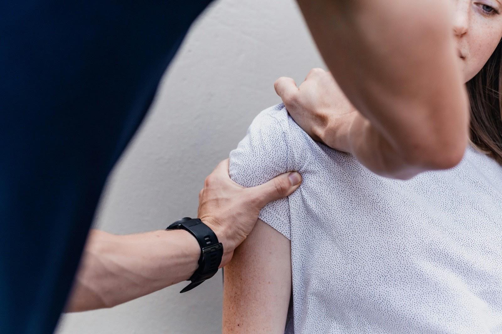 Hands-on soft-tissue treatment of a shoulder